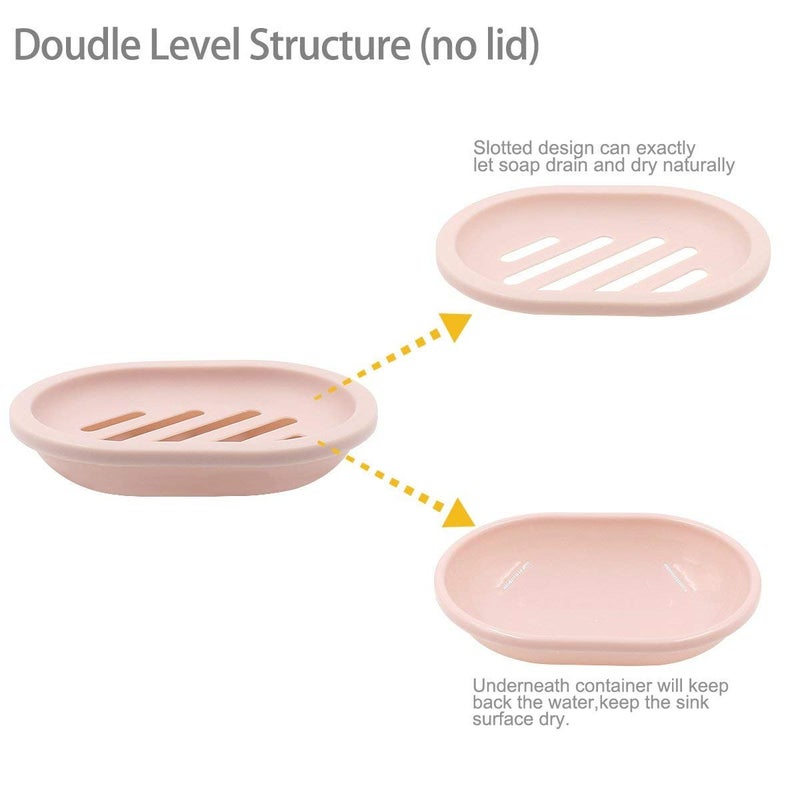 TOPSKY 2-Pack Soap Dish with Drain, Soap Holder, Soap Saver, Easy Cleaning, Dry, Stop Mushy Soap (Pink) - Image 2